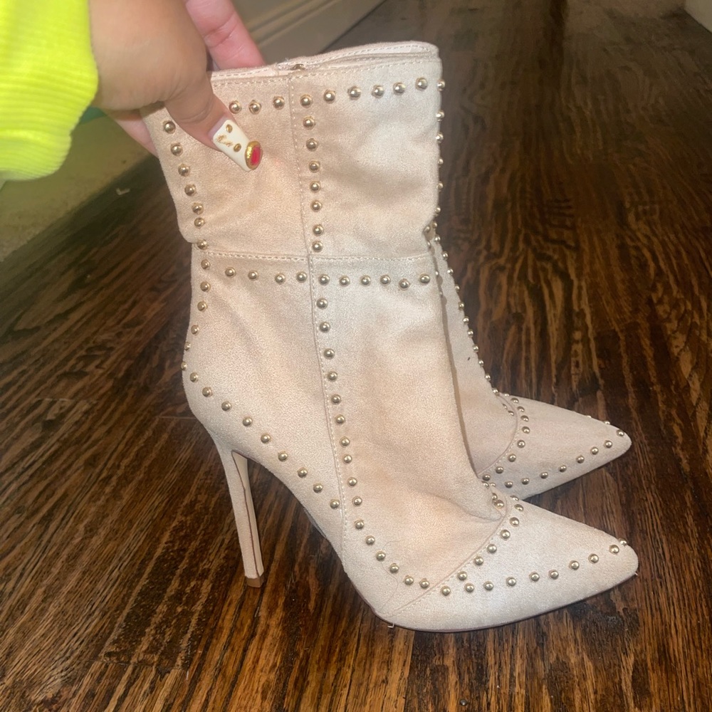 Nude gold studded boots.. never worn